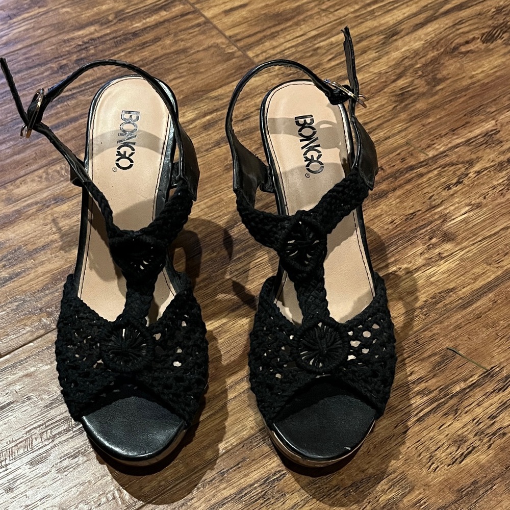 BONGO Black Crochet Women's Sandals